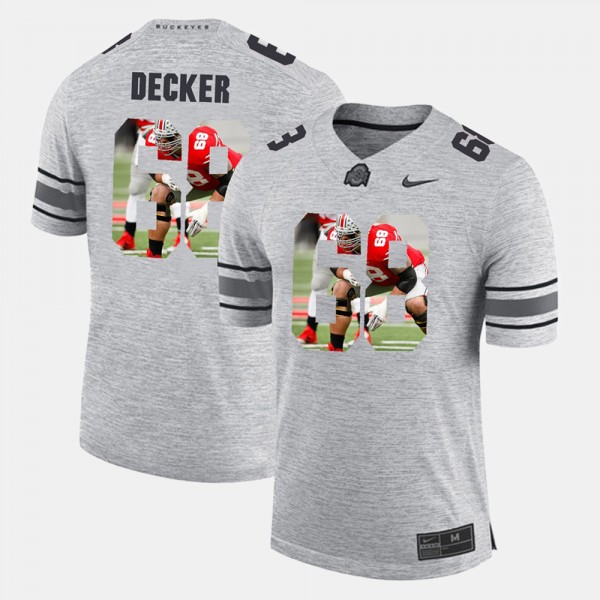 Ohio State Buckeyes Taylor Decker Men's #68 Gray Pictorial Gridiron Fashion College Football Jersey 2404ITIU6